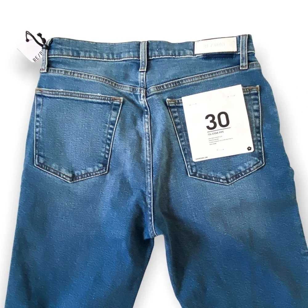 Re/Done High-Rise Distressed Stovepipe Jeans, ankle, size 30, NWT